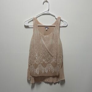 Express Cream Sequin-Embellished Sleeveless Tank